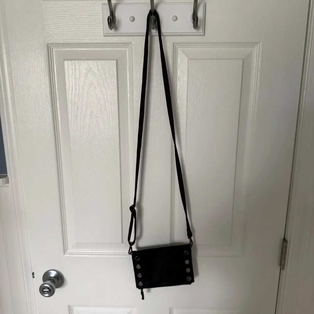 Hammitt Ryan Suede Black Clutch Crossbody Shoulder Bag Purse Gunmetal NWOT